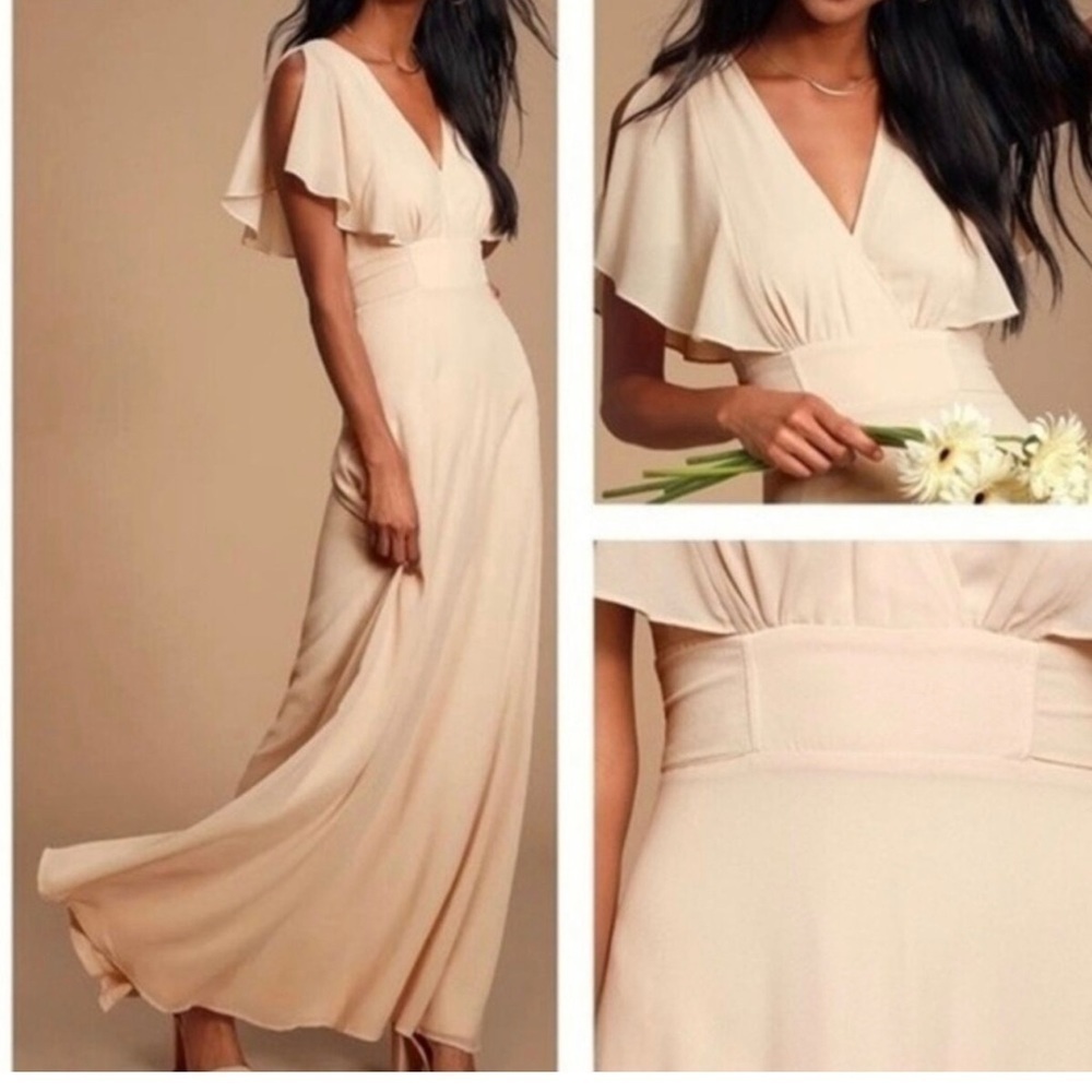 Lulu’s Dearly Loved Blush Flutter Sleeve Maxi Dress NWT women’s medium